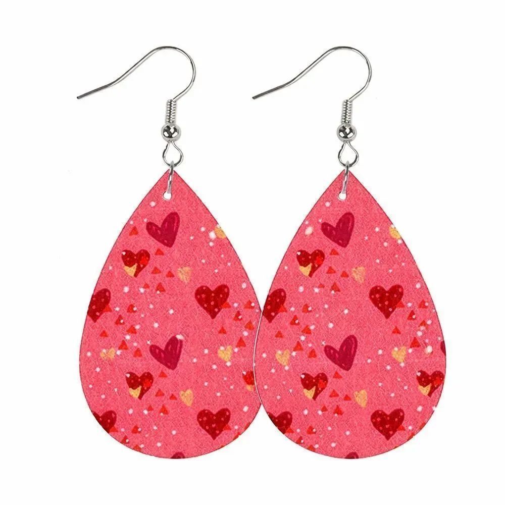 3For$20 Heart Patterned Pink Teardrop Earrings NEW Valentine’s Day